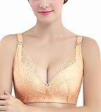 Spinas (スピナス) マタニティ 授乳 オープンストラップ ブラ レース Vカット デザイン ブラジャー ノンワイヤー 揺れる チャーム が かわいい 全３色（アプリコット/グレー/ブラック)