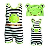 【 韓国スタイル子供服】 キッズ水着ボーダー柄蛙プリント 男の子★子供ビキニSandy beachビキニ 二点セット Black,100cm