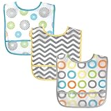 Luvable Friends 3 Piece Waterproof Bibs with Crumb Catcher, Yellow Pinwheels by Luvable Friends