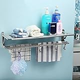 ステンレススチールバスルーム棚の棚のバスケットスナップ棚のシャワー収納アクセサリータオルラックホルダー