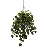 Nearly Natural 6853 Philodendron Hanging Basket UV Resistant by Nearly Natural