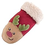 子供手袋　クリスマス　雪遊び　革　防寒手袋 (赤ブラウン)