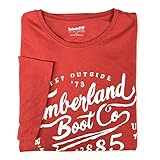 Timberland メンズ半袖グラフィックプリントサマーTシャツ(ダークオレンジ、スモール)
