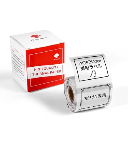 Amazon.co.jp: Phomemo M110対応 純正 透明 ラベルシール 感熱ロール紙