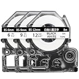 Lopisfa 6mm 9mm 12mm テプラ テープ 白ラベル 黒文字 互換品 キングジム テプラプロ テープカートリッジ Tepra pro セット