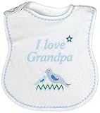 Raindrops I Love Grandpa Embroidered Bib, Blue/White by Raindrops