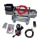 強力電動ウインチ Max4536kg DC12V 無線リモコン付き 防水 ウィンチ 牽引 ボート ジェットスキー ホイスト 巻上げ機