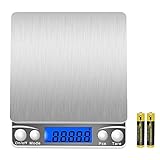 改良版 デジタルスケール 高精度計量器 電子秤 はかり皿はかり 計量範囲0.01g -~500g 個数計量機能 風袋引き機能 業務用 プロ用 シルバー(日本語版取扱説明書付き)