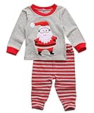 Happyハッピー耳　子供服　女の子　男の子　クリスマス風　長袖　ｔシャツ＆ロングパンツ　2点セット　ストライプ　かわいい　パジャマ　春　秋 (100（1-2歳）)