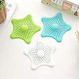 3Pcs/set Star Shape Soft PVC Household Sink Strainer Plastic Hair Catcher Shower Drain Cover Blue/Wh