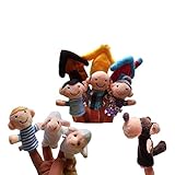 POTOJP 指人形 布の人形 家族みんなで指人形 マペットおもちゃ 縫いぐるみ 子供大好き 安心 布製 物語 童謡 おとぎ話 教育ハンドトイ 知能・五感 を育てる 寓話物語の狼が来た 10個入り