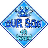 TROPHY OUR SON Non personalised novelty baby on board car window sign. by Just The Occasion