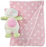 Stephan Baby Sleepy Owl Polka Dot Plush Blanket and 9-inch Plush Owl Gift Set, Pink and White [並行輸入品