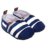 LINKEY Infant Newborn Baby Soft Sole Stripes Deck Shoes Cloth Prewalker Toddler Mocassins Blue Size 