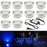 埋め込み式ライト FVTLED スポットライト 地中埋込型ライト DC12V 1W IP67防水 LED 照明 省電力 ガーデン 庭 屋外用 CE RoHS認証 (10pcs, ブルー)