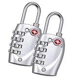 blingco 4桁の組み合わせ南京錠、TSA Approved Luggage Travel Lock for荷物ジムバックパックロッカースーツケース(シルバー2個)