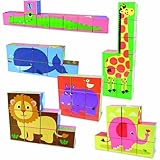 Vilac Melusine's 9 Cardboard Blocks Baby Toy, Animal [並行輸入品]