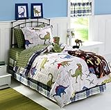 Dinosaurs Dinos Full Comforter +2 Shams + Sheet Set + Home Style Brand Sleep Mask (8 Pc Bedding Bund