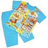 【本体綿100％】2016年 夏物 アンパンマン 天竺 お着替え練習応援 腹巻付き 半袖パジャマ Anpanman サックス◇90cm