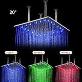 Fuloon 20インチステンレススチールシャワーヘッドLEDライトの色変更
