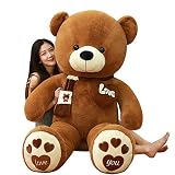 AMIRA TOYS ぬいぐるみ 大きい くま teddy bear クマ ベア ぬいぐるみ 巨大 可愛い熊 動物 大きい 抱き枕 お祝い ふわふわ (ダークブラウン, 140cm)