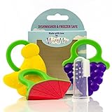 MinnyMee Teethers For Babies BPA Free - 3 Fruit Shapes - Banana Teether, Grape & Watermelon Teether 
