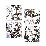 スタイルデコール(STYLE Decor) コースター 綿100% おしゃれ 布 4枚セット 洗える 北欧 花柄 植物 ブルー W3002600