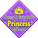 SWIRL NANNY & GRANDAD'S LITTLE PRINCESS ON BOARD (like baby on board sign) Non Personalised novelty 
