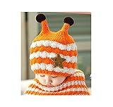 Candykids お出かけ お散歩 赤ずきん 風 帽子 ニット マフラー セット 男の子 女の子 兼用 防寒 防風 アウター ベビー キッズ 赤ちゃん 幼児 子供 服 ギフト 帽子 キャップ (オレ