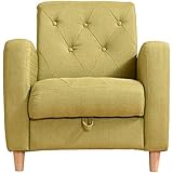 アビライト 大川家具 収納庫付 1人掛け ファブリックソファ グリーン GKB-0008