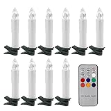 ONEVER 10 xリモートコントロールLEDキャンドルライトRGBちらつきFlameless Candle Light with Detachableクリップクリスマスデコレーション、ウェディング