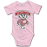 Wisconsin BadgersファニーショートスリーブさまざまなベビーOnesiesボディスーツfor Boys カラー: ピンク