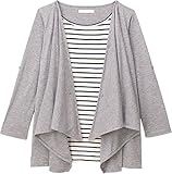 アビックス アルゴヴィア UVカット加工ドレープカーデドッキングトップス産後授乳服 L 杢グレー(オフ×ネイビー) 天竺&スムース 356162