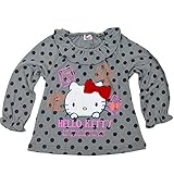 ハローキティ メロー襟 水玉柄 長袖Ｔシャツ HELLO KITTY （グレー90cm）