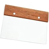 Stainless Steel Bench Scraper with Wooden Handle by Tezzorio, Dough Scraper and Cutter (1)