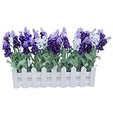Zhhlinyuan Fake Lavender in Picket Fence Pot Pack -Artificial Silk Flowers