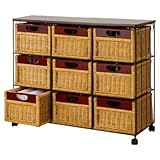 天然籐リビングアイアンチェスト 9杯引き出し