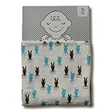 めんぷます田 赤ちゃんのガーゼケット 生まれた! (ブルー) 85×110cm 綿100% 日本製