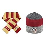 NCAA Florida State Seminoles Striped Rugby Scarf and Sunsetビーニー帽子2パックバンドル