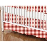 SheetWorld - Crib Skirt (28 x 52) - Primary Red Gingham Woven - Made In USA by sheetworld