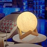 3d印刷Moonライト13 cm、Zoto USB充電式LEDナイトライト暖かい/クールホワイト調節可能、デスク装飾ムーンランプ、Lunar Moonlightベビーソフトライト、誕生日、クリスマス、