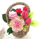 プリザーブドフラワー ギフト チューリップ かご アレンジ　クリアケース入り