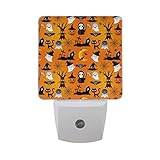 AlazaハロウィンゴーストBat Pumpkin Cat LED Night Light Dusk to Dawnセンサープラグin Night Home Decorデスクランプfor Adult