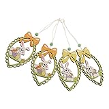 Prettyia 4本入り　木製タグ　ウサギ/フクロウ　ホーム装飾　お祭り　ぶら下げ　全2種選べ - ウサギ, 235 x 67 mm