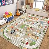 [NHYGDY] プレイマット キッズ 160*230CM ベビー 滑り止め 出産祝い ゲーム ラグ ロードマップ 地図 マップ 赤ちゃん 長方形 北欧 プレゼント カラー 道路ラグ 数字柄 おしゃれ キッズルーム ロードラグ プレイマット インテリア おしゃれ