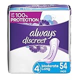 Discreet, Incontinence Pads, Moderate, Long Length, 54 Count by Always