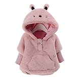 Pumpumly 子供服コート　耳付き ロングタイプ 無地 ぬいぐるみ 長袖 ふわふわ かわいい 綿 柔らかい 帽子付き ベビー 保温 冷房 防寒対策