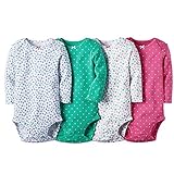 カーターズ Carter's 2016年春夏最新作 女の子用小鳥と水玉ワールド長袖ボディースーツ4枚セット (newborn(-55cm)) [並行輸入品]