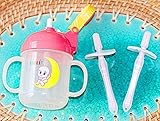 マグ　　トレーニング水筒　　ベビー歯ぶらし　　　ポップアップストロートレーニングカップ&シリコン歯ぶらし2本組みピンク 便利なディリーグッズセット