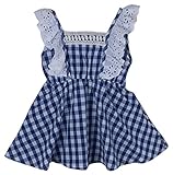 Plus Nao(プラスナオ) 子供用 エプロンドレス ワンピース チェック柄 フリル付き 可愛い ノースリーブ ミニスカート フレア 女の子 キッズ ブルー 110